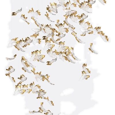 Custom Made Hotel Lobby Dekoratif Kaca Pendant Light Modern Led Ceiling Chandelier Pencahayaan Gold Leaf Aksesoris