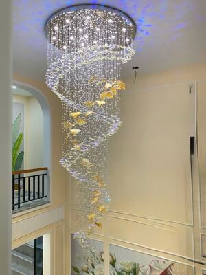Luxury LED Glass Chandelier Pendant Light for Hotel Lobby Banquet Hall Kecerahan Tinggi Disesuaikan