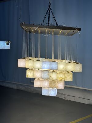 Modern Natural Marble Chandelier Mewah Natural Spanyol Villa ruang tamu Lamp Post Restaurant Alabaster Pendant Lamp