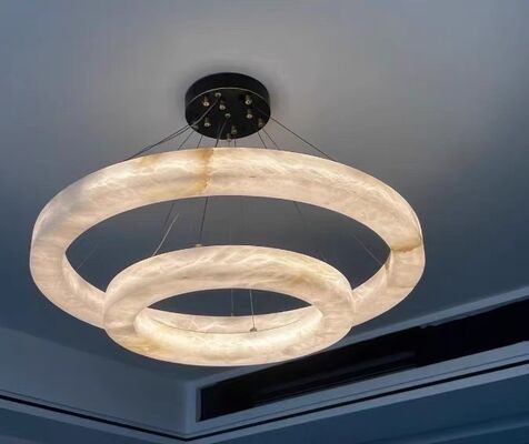Custom Alabaster L1P Chandelier Mewah Kuningan Pendant Hanging Light
