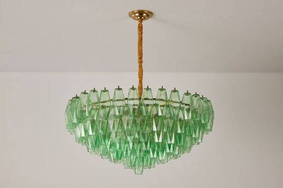 Lampu Gantung Kaca Biru Dongker Buatan Tangan dengan Finishing Kuningan untuk Pencahayaan Ruang Tamu, Ruang Makan, Kamar Tidur