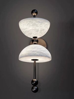 Lampu Dinding Hemisfer Marmer Dekorasi Mutiara Matte Latar Belakang Hotel Villa Restoran Lampu Dinding Marmer Semangka Bercahaya