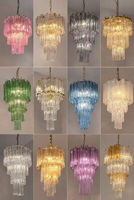 Italia Mewarnai Mewah Lampu Kristal Lampu Gantung Kaca Modern Hotel Pendant Lampu Langit-langit Lampu Lampu Kristal
