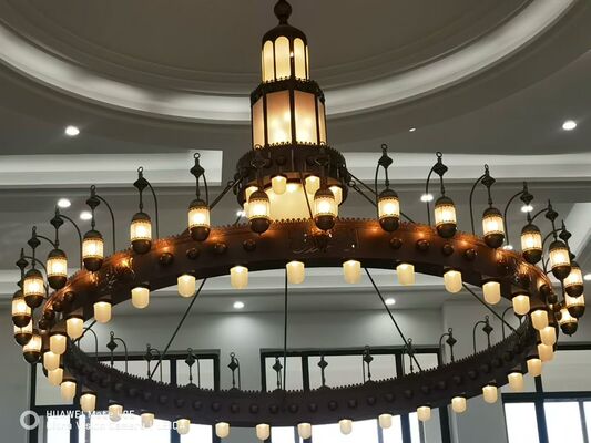 Proyek kustomisasi Masjid Islamic Chandelier Mewah Masjid Emas Besar Pencahayaan Crystal Chandelier untuk Gereja