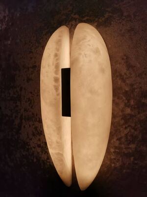 Batu Alabaster Alam 5 Lampu Cluster Pendant Lampu dengan emas yang disikat Perunggu Finish
