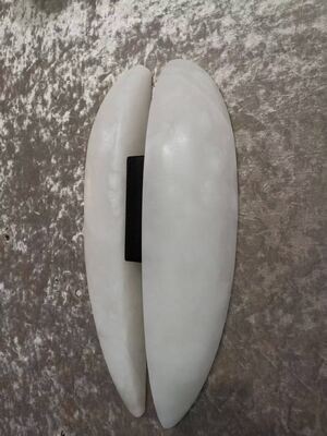 Batu Alabaster Alam Polished Emas Kuningan Kubah Bentuk Pendant Lampu untuk Kitchen Island Hanging Light