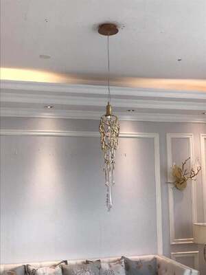Lampu Gantung Kristal Mewah Lampu Gantung Grand Foyer Ballroom Lampu Hias Langit-langit Selesai Emas Besar