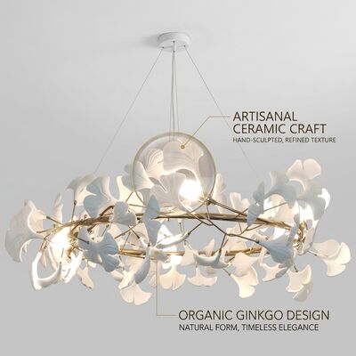 Lampu Gantung Daun Palem Kristal Buatan Tangan Kustom Lampu Gantung Berlapis Emas Mewah untuk Ruang Makan Villa