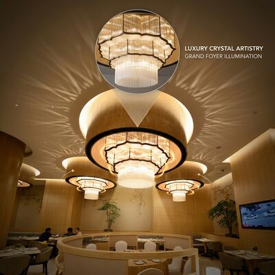 Lampu Gantung Kristal Berlapis Marmer Kustom Lampu Gantung Besar Foyer Hotel Villa Klub
