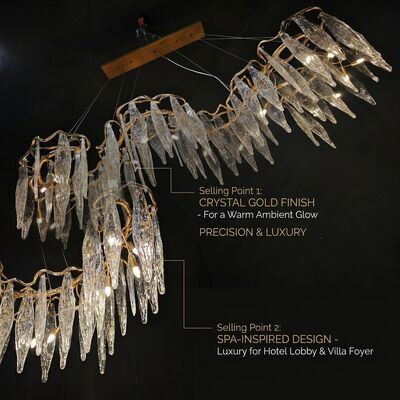 Grand Villa Crystal Pendant Chandelier Light Custom Marble Hanging Fixture Dekorasi Dining Mewah