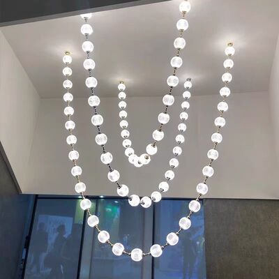 Lampu Gantung Pita Kristal Perumahan Mewah Lampu Gantung LED Kustom Gaya Eropa 220V-240V 10-20m2