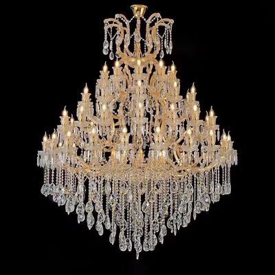Custom Crystal Candlestick Chandelier Gold Frame E14 LED Light For Museum Historical Building